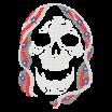 Iron on Skull Rhinestone and Half Round Stud Motif